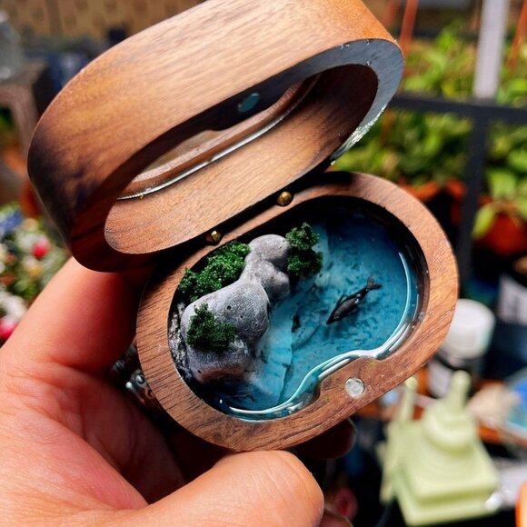 Handmade Miniature landscape Model Special Proposal Ring box - Southern islands - Picture 1 of 1